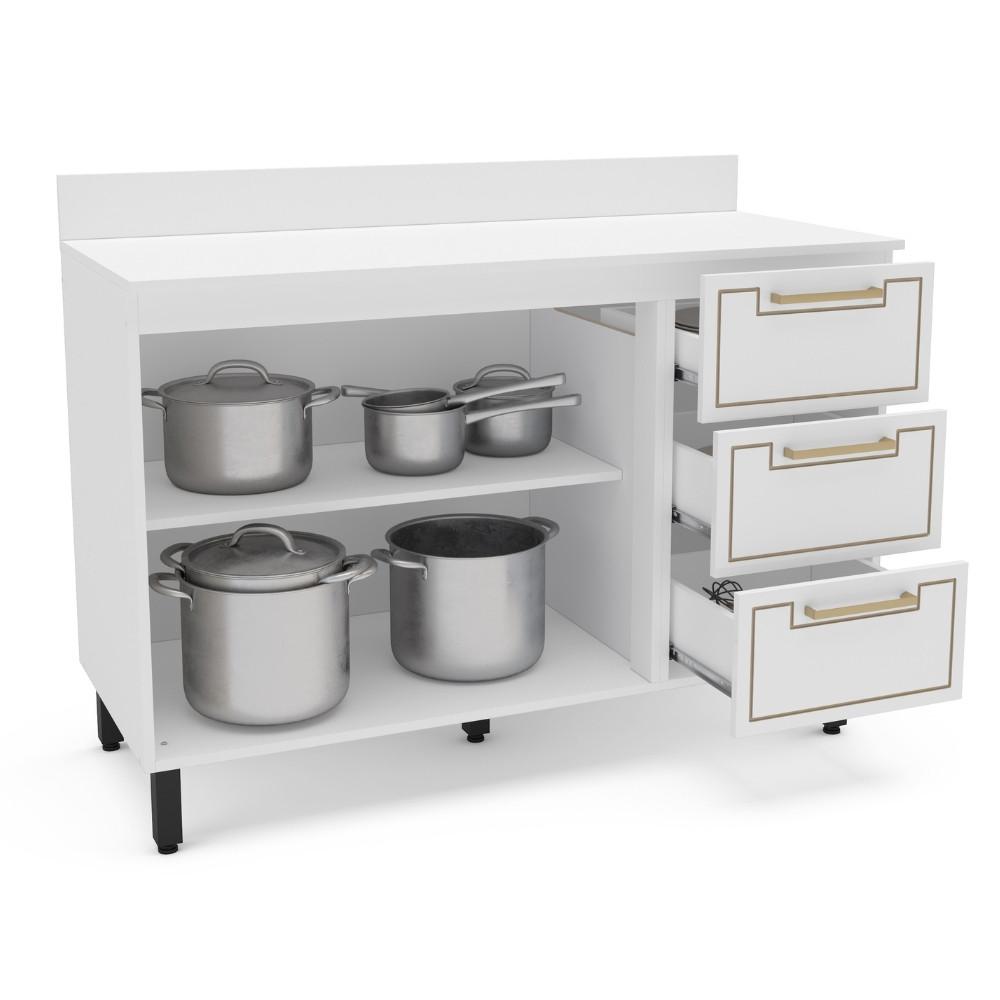 Balcão de Pia 2 Portas 3 Gavetas 120cm com Tampo Amara Politorno - 2