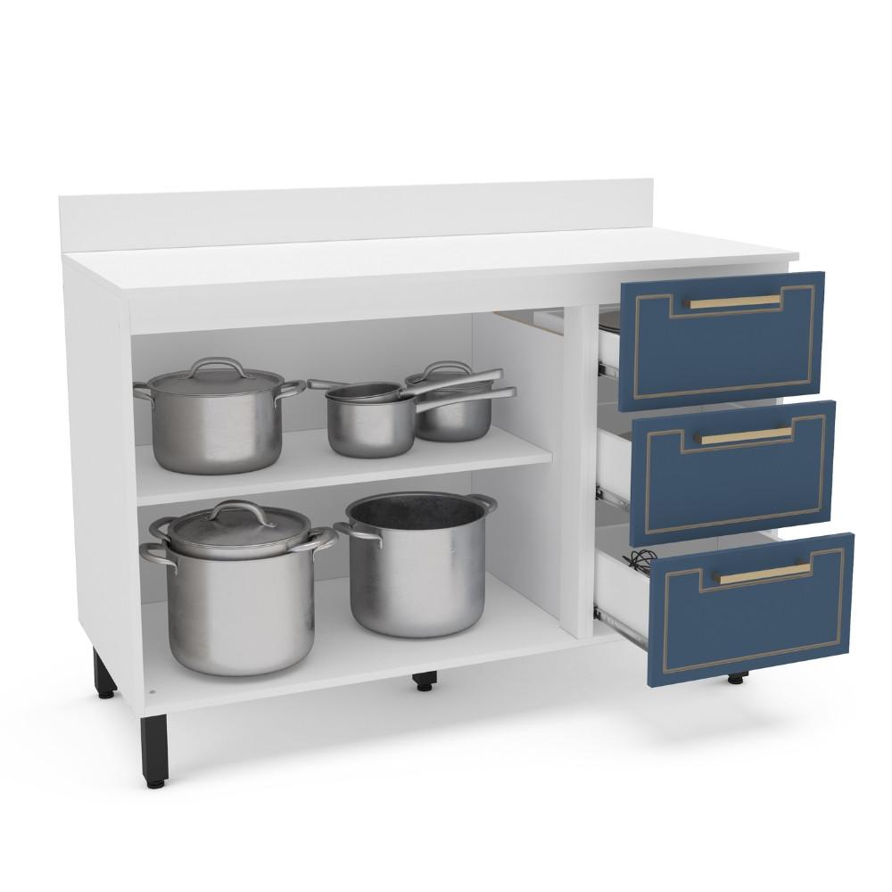 Balcão de Pia 2 Portas 3 Gavetas 120cm com Tampo Amara Politorno - 2