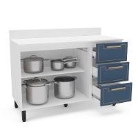 Balcão de Pia 2 Portas 3 Gavetas 120cm com Tampo Amara Politorno - 2