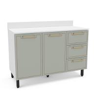 Balcão de Pia 2 Portas 3 Gavetas 120cm com Tampo Amara Politorno - 1