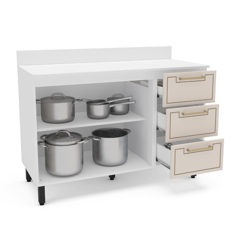 Balcão de Pia 2 Portas 3 Gavetas 120cm com Tampo Amara Politorno - 2