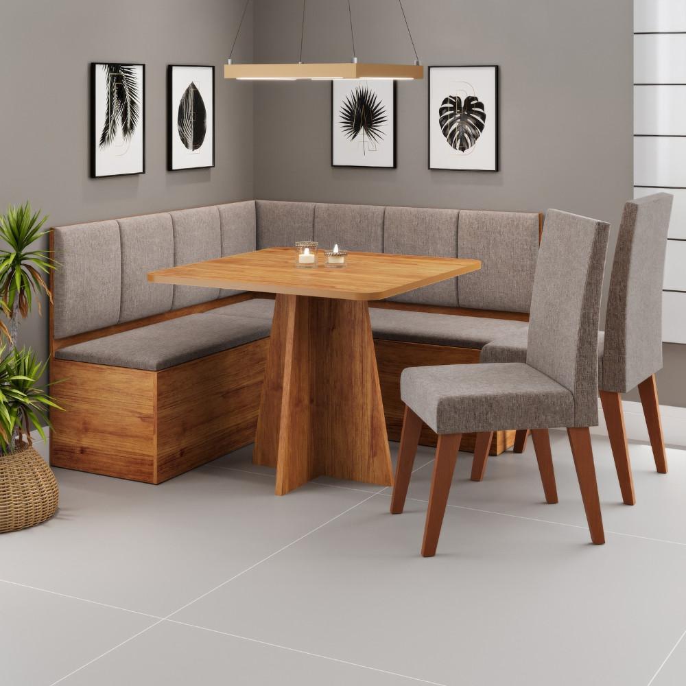 Canto Alemão com Baú Syrah com 2 Cadeiras Milão Viero - 1