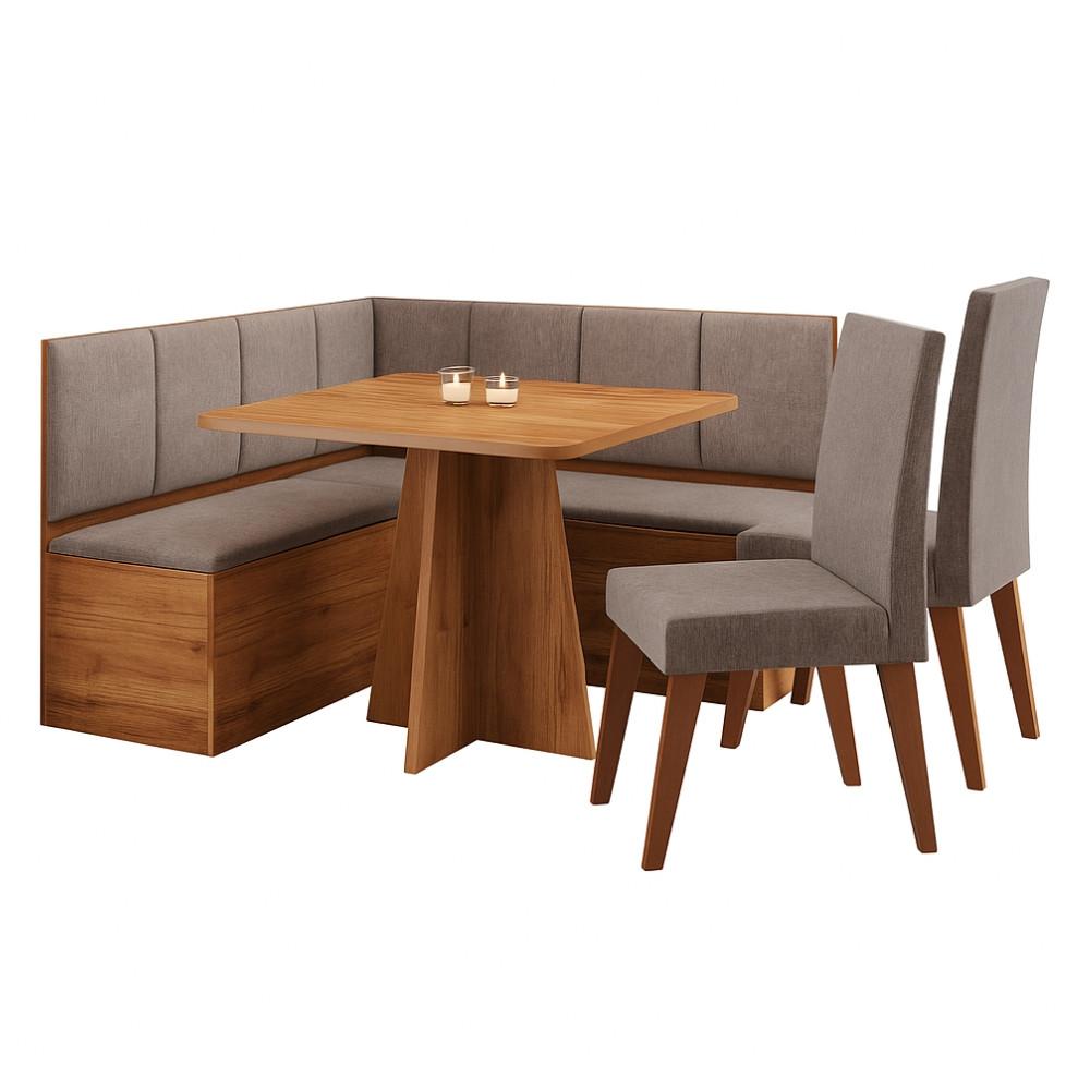 Canto Alemão com Baú Syrah com 2 Cadeiras Milão Viero - 2