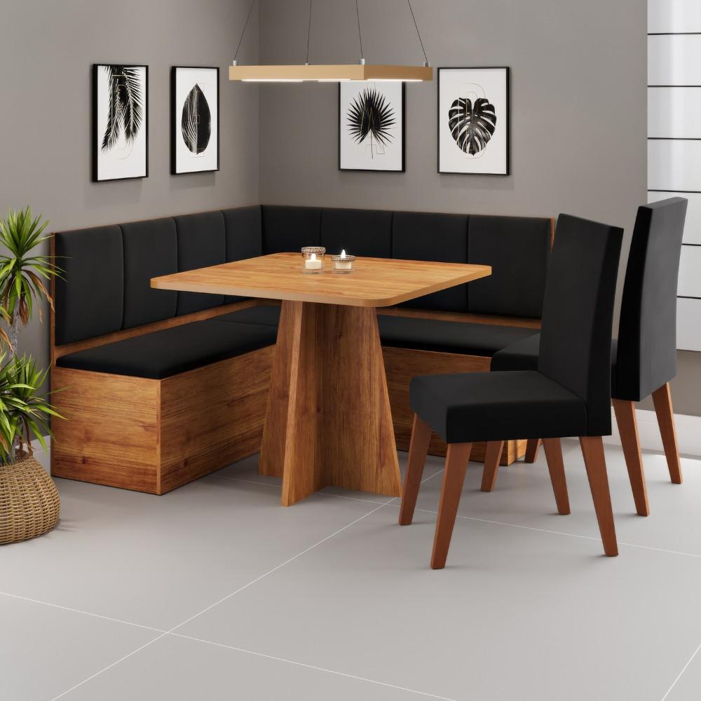 Canto Alemão com Baú Syrah com 2 Cadeiras Milão Viero - 1