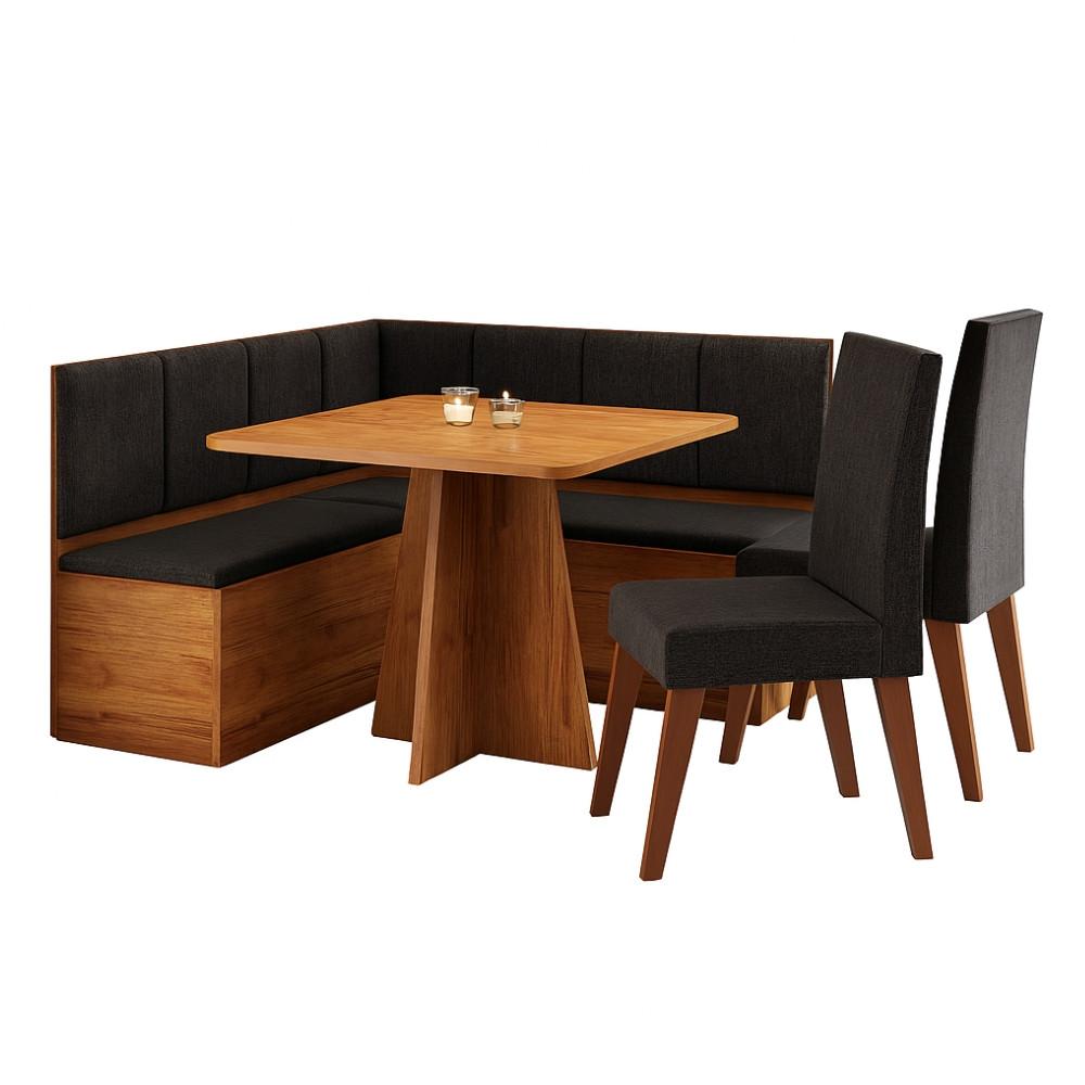 Canto Alemão com Baú Syrah com 2 Cadeiras Milão Viero - 2