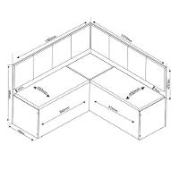 Canto Alemão com Baú Syrah com tampo de Vidro com 2 Cadeiras Milão Viero - 5