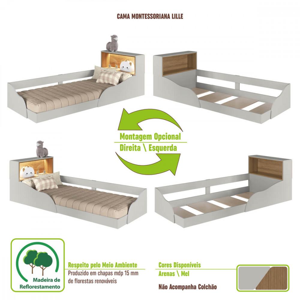 Cama Infantil Montessoriana com LED Solteiro Lille Art in Móveis - 5
