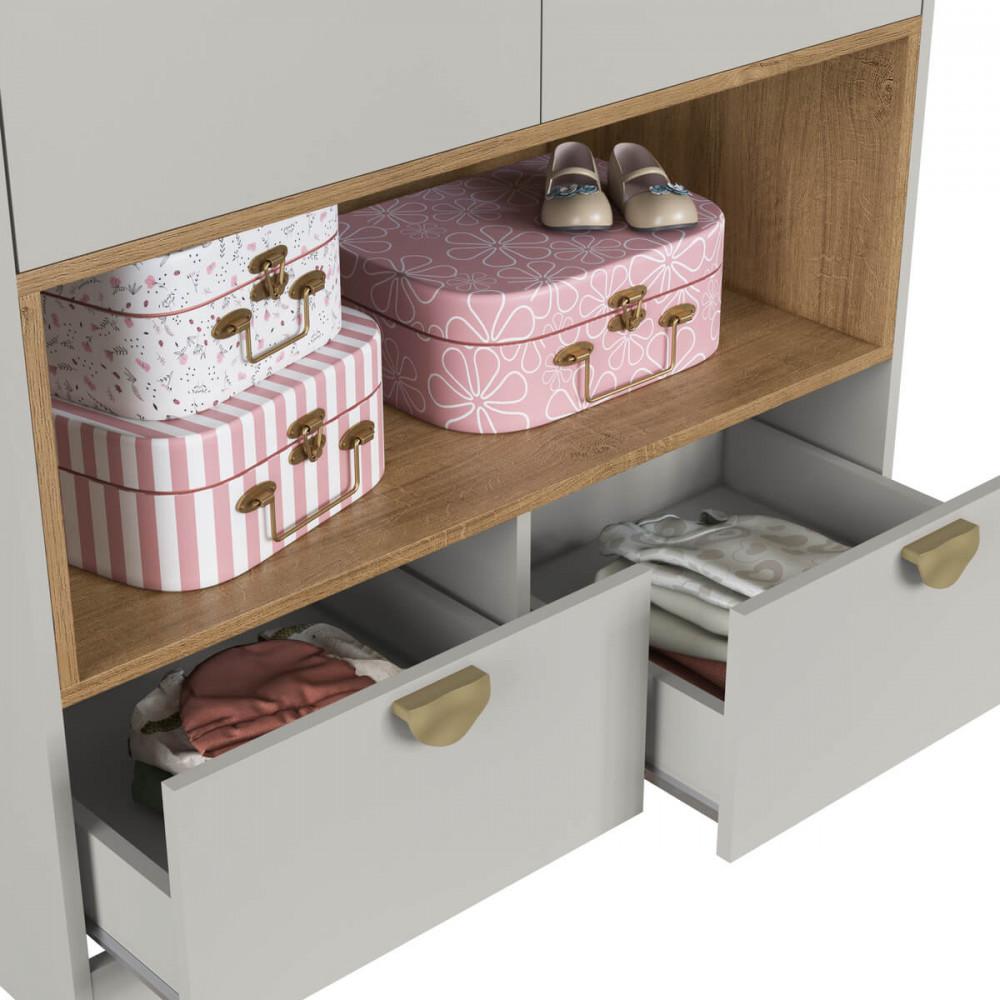 Quarto Infantil Cama Solteiro Montessoriana Led Cômoda e Guarda Roupas CJ078 Lille - 5