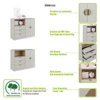 Quarto Infantil Cama Solteiro Montessoriana Led Cômoda Guarda roupa CJ076 Lille Art In Móveis - 9