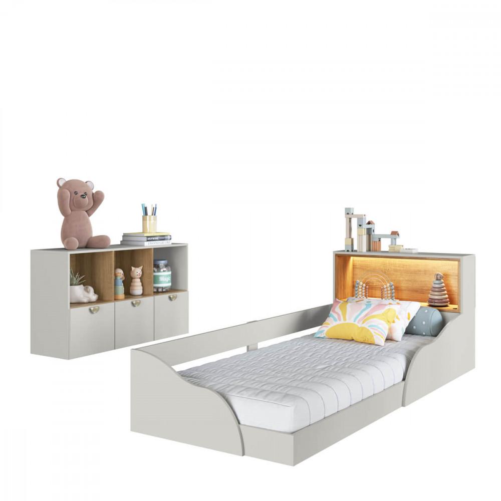Quarto Infantil Cama Solteiro Montessoriana Led e Cômoda CJ082 Lille - 2