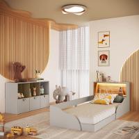 Quarto Infantil Cama Solteiro Montessoriana Led e Cômoda CJ082 Lille - 1