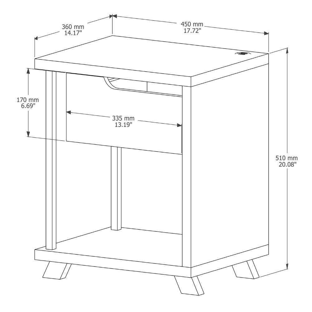 Mesa de Cabeceira 1 Gaveta JB 1010 JB Móveis - 4