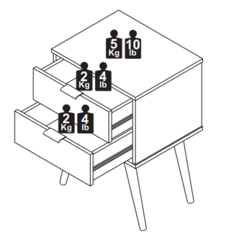 Mesa de Cabeceira 2 Gaveta JB 1818 JB Móveis - 4