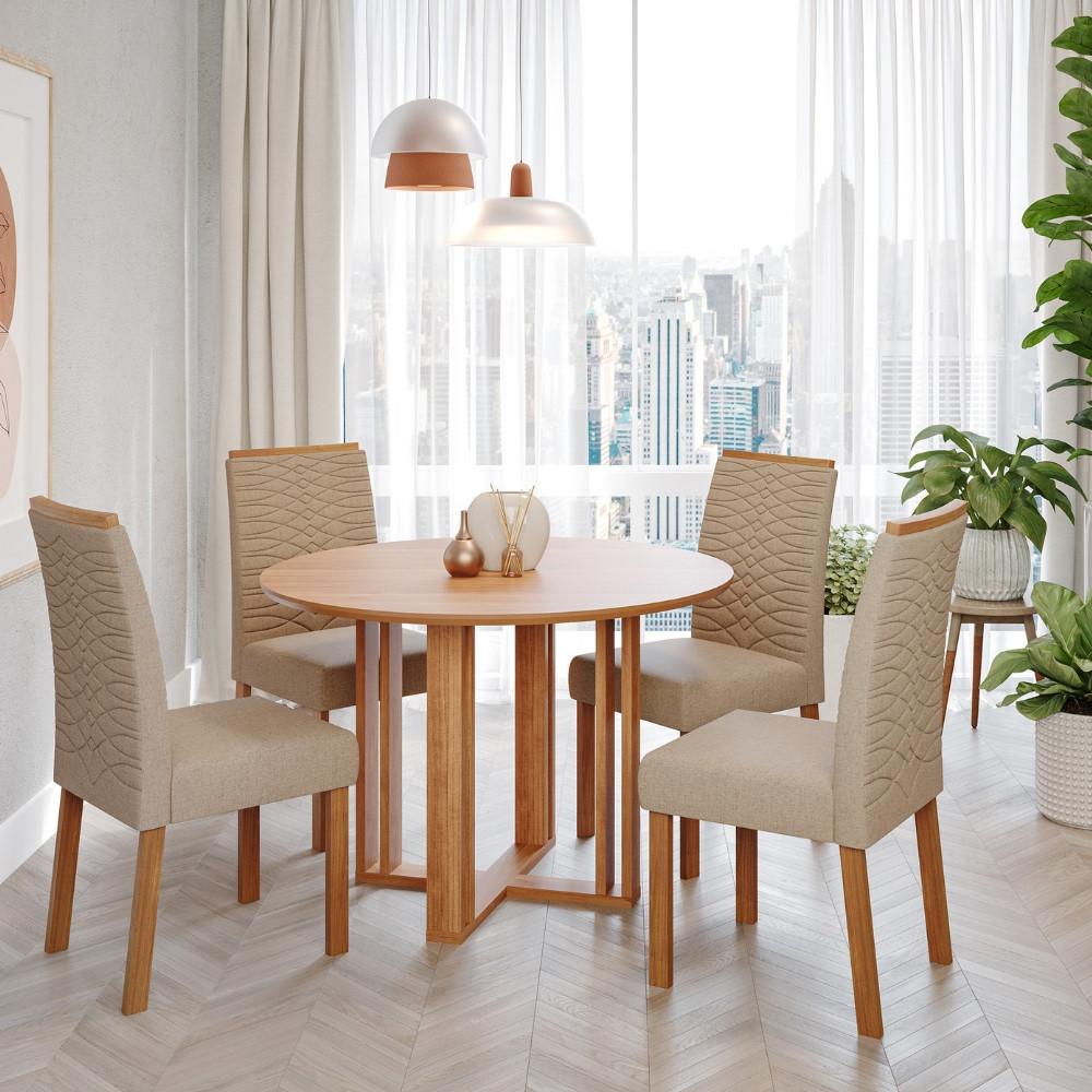 Conjunto Sala de Jantar Mesa Flora 4 Cadeiras Em MDF Clarice Cimol - 1