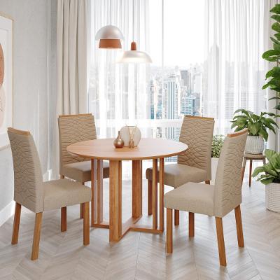 Conjunto Sala de Jantar Mesa Flora 4 Cadeiras Em MDF Clarice Cimol