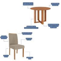 Conjunto Sala de Jantar Mesa Flora 4 Cadeiras Em MDF Clarice Cimol - 3