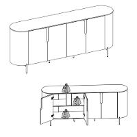 Aparador Buffet 4 Portas com Pés Cleo DJ Móveis - 3