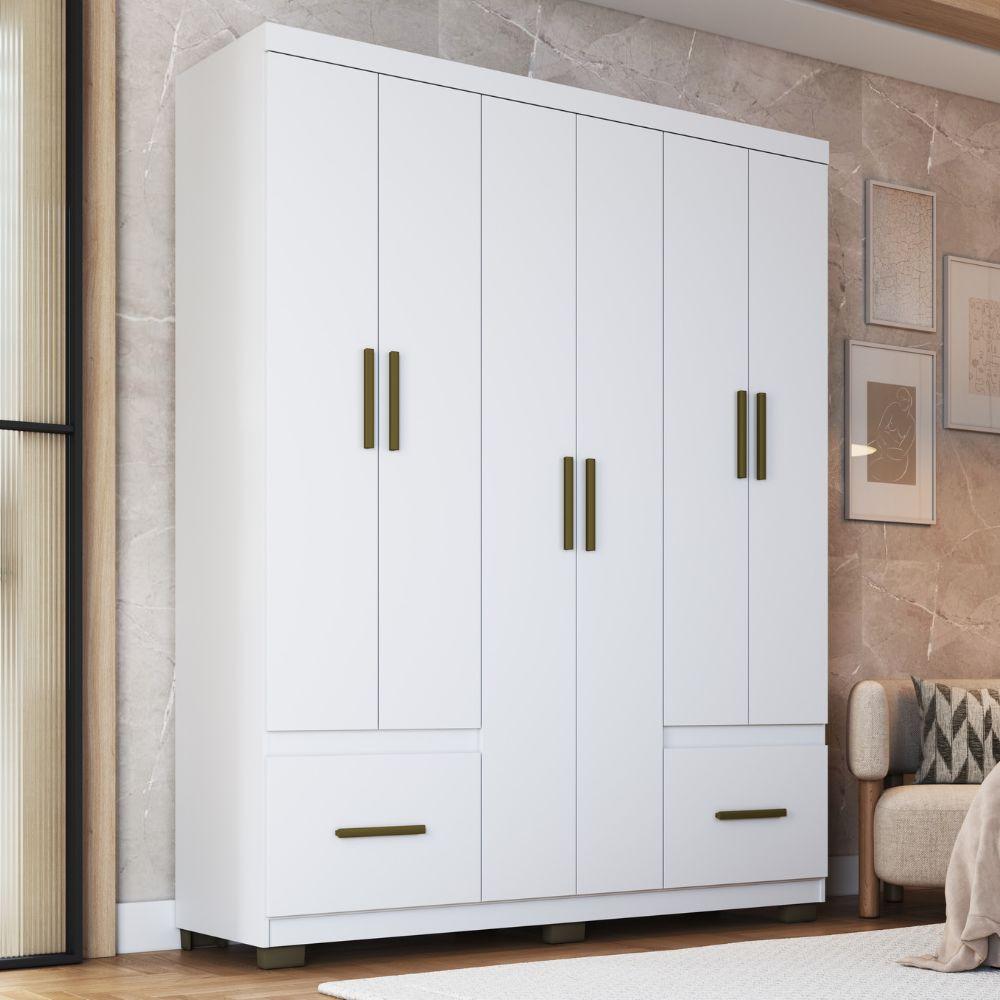 Guarda Roupa Casal 6 Portas 2 Gavetas com Pés Manaus Faimec - 1