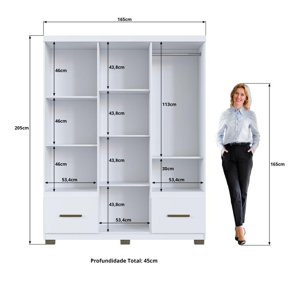 Guarda Roupa Casal 6 Portas 2 Gavetas com Pés Manaus Faimec - 4