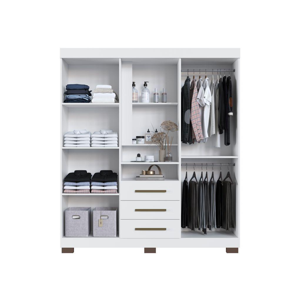 Guarda Roupa Casal com Espelho 5 Portas 3 Gavetas e Pés Europa Faimec - 3