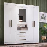 Guarda Roupa Casal com Espelho 5 Portas 3 Gavetas e Pés Europa Faimec - 1