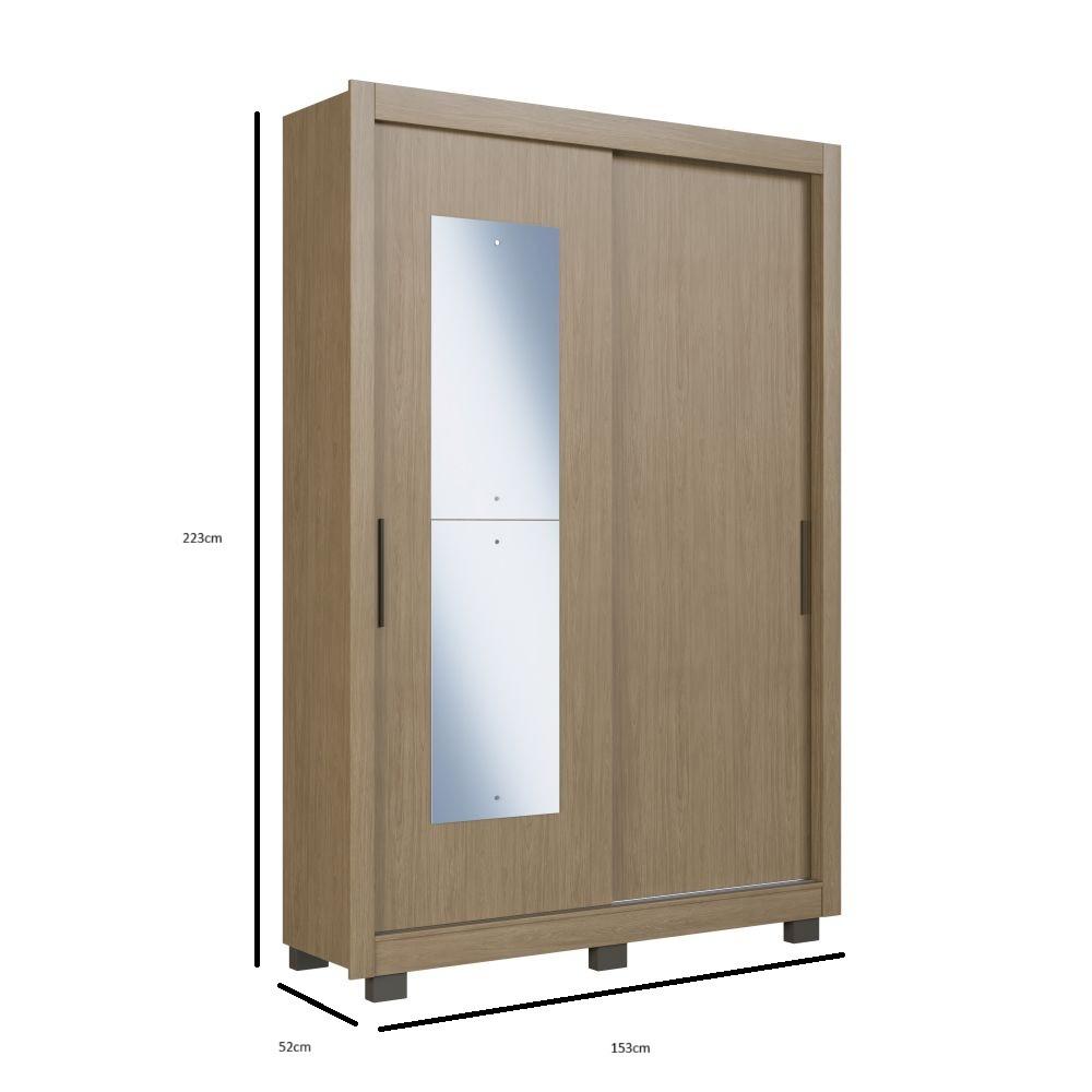 Guarda Roupa Solteiro com Espelho 2 Portas de Correr e Pés Turquia Faimec - 4