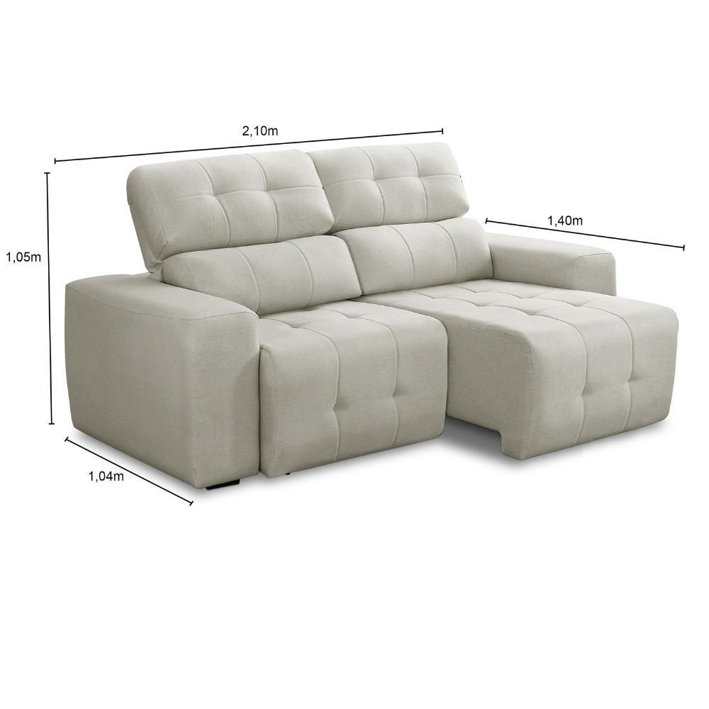 Sofá 3 Lugares Retrátil Reclinável 210cm Veludo Atualle Ferguile - 4