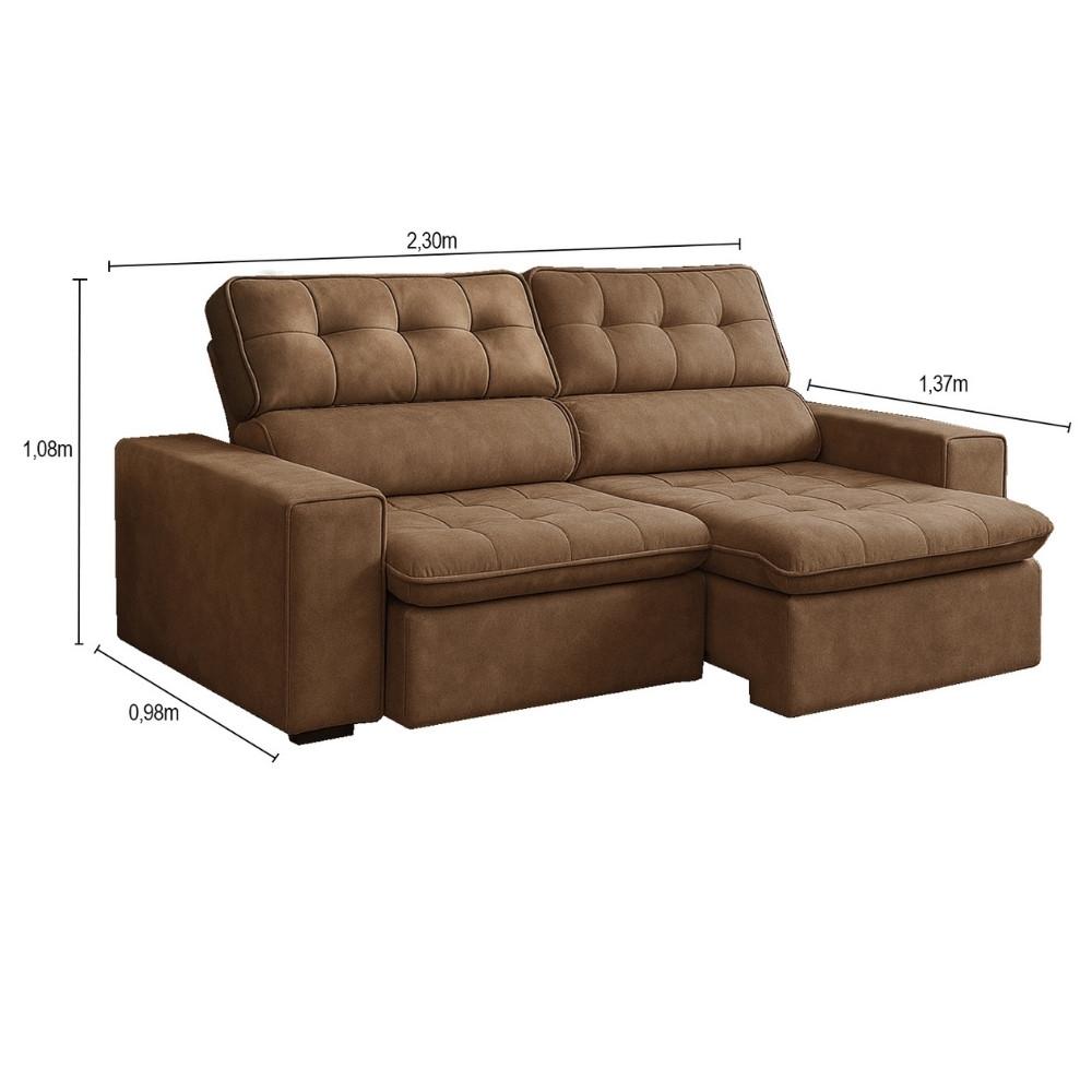 Sofá 3 Lugares Retrátil Reclinável 230cm Nobuck Austin Ferguile - 4
