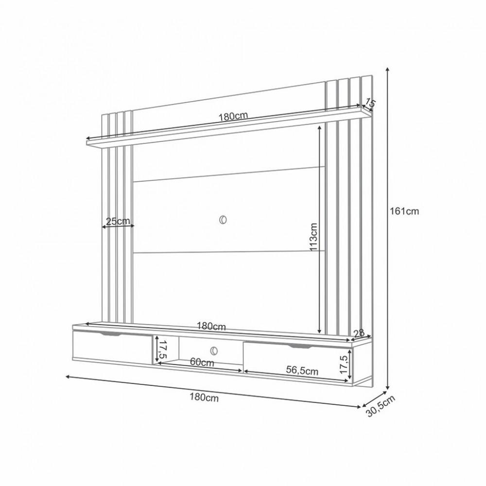 Painel Ripado para TV até 70 Polegadas com 2 Portas Solus HB Móveis - 3