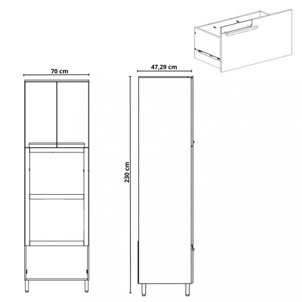 Paneleiro Torre Quente 2 Portas 1 Gaveta Manhattan Herval - 4