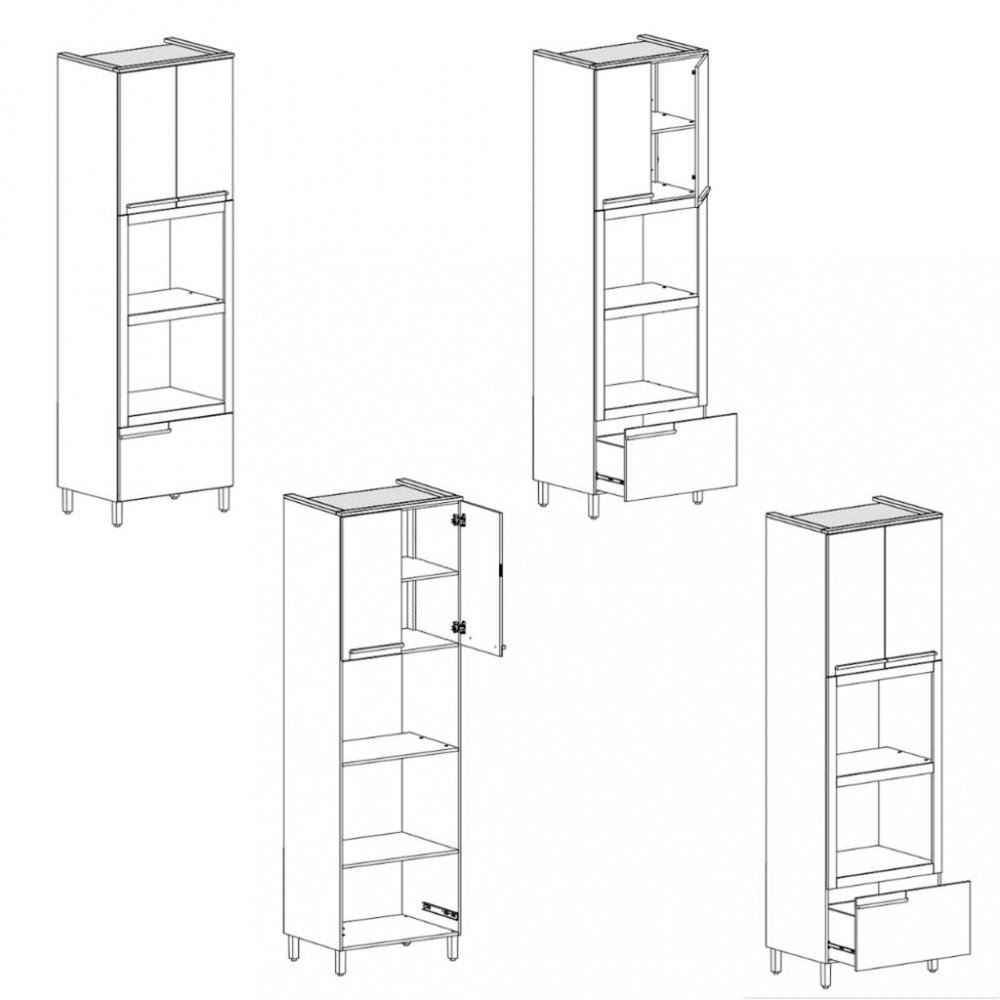 Paneleiro Torre Quente 2 Portas 1 Gaveta Manhattan Herval - 5