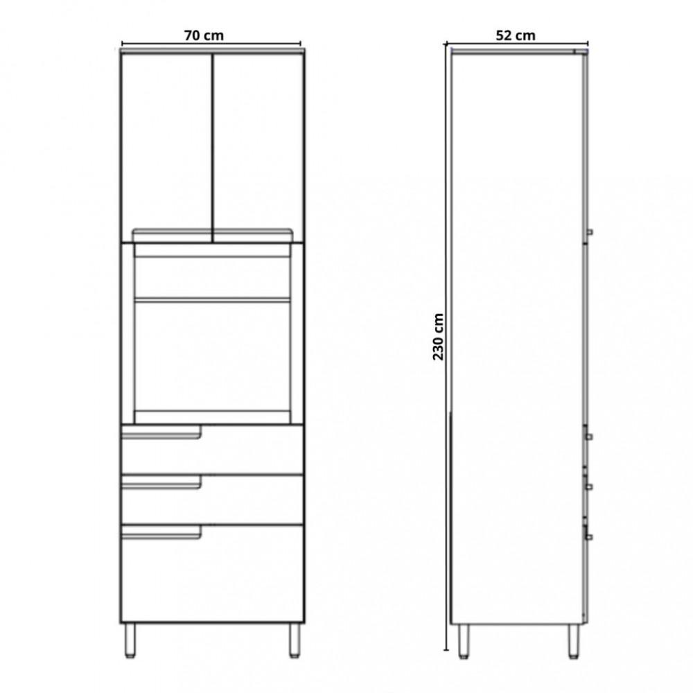 Paneleiro Torre Quente 2 Portas 3 Gavetas 70cm Manhattan Herval - 4