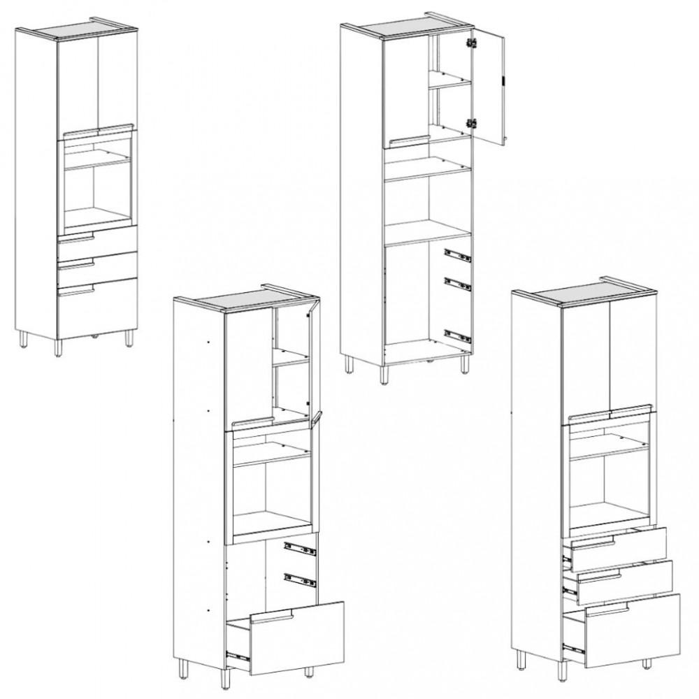 Paneleiro Torre Quente 2 Portas 3 Gavetas 70cm Manhattan Herval - 5
