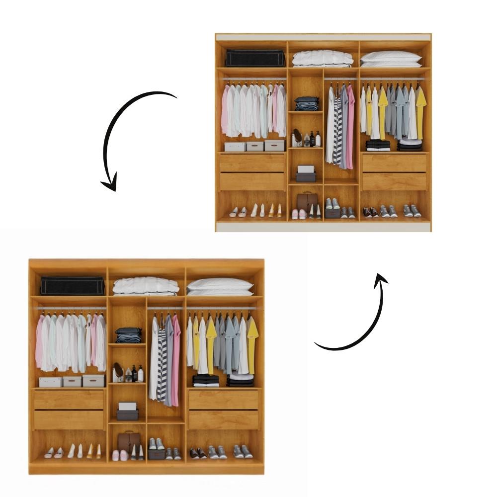 Guarda Roupa Casal Ripado com Espelho 6 Portas Em MDF Oxford Made Marcs - 3