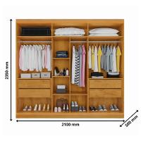 Guarda Roupa Casal Ripado com Espelho 6 Portas Em MDF Oxford Made Marcs - 4