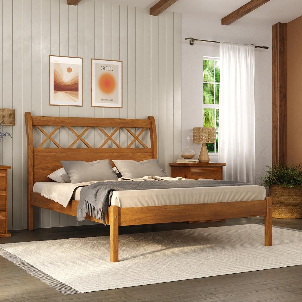 Cama Casal em Madeira Maciça Gramado Móveis Nathalia - 1