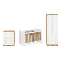 Quarto de Bebê Completo com Berço Minicama Ben Guarda Roupa Smim New e Cômoda Junior New MDF Móveis Peroba - 2