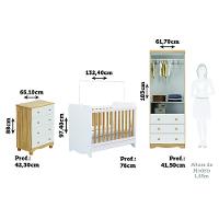 Quarto de Bebê Completo com Berço Minicama Ben Guarda Roupa Smim New e Cômoda Junior New MDF Móveis Peroba - 3