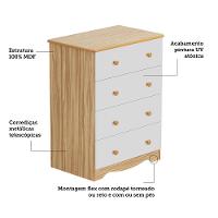 Quarto de Bebê Completo com Berço Minicama Ben Guarda Roupa Smim New e Cômoda Junior New MDF Móveis Peroba - 5