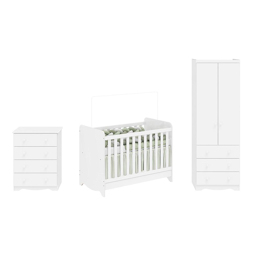 Quarto de Bebê Completo com Berço Minicama Ben Guarda Roupa Smim New e Cômoda Junior New MDF Móveis Peroba - 2