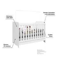 Quarto de Bebê Completo com Berço Minicama Ben Guarda Roupa Smim New e Cômoda Junior New MDF Móveis Peroba