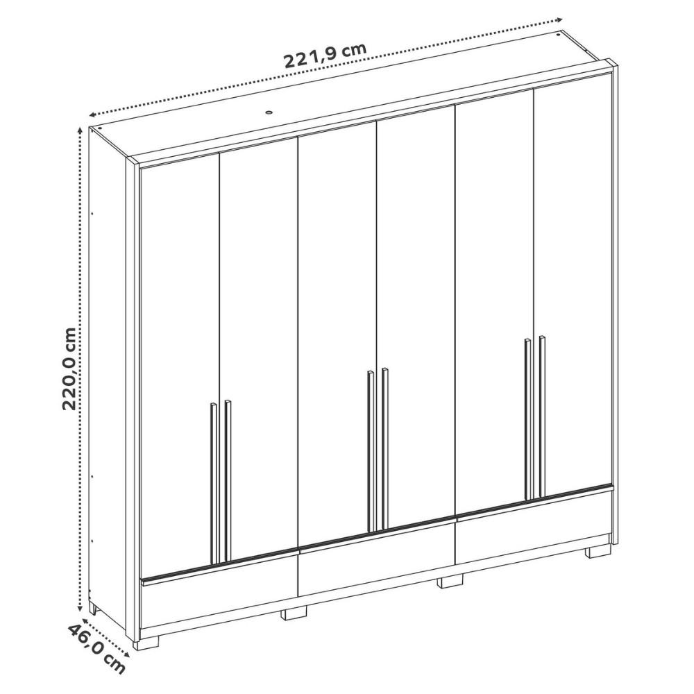Guarda Roupa Casal com Espelho 6 Portas 3 Gavetas e Pés Em MDF NT6035E Notável Móveis - 5