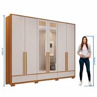 Guarda Roupa Casal com Espelho 6 Portas 3 Gavetas e Pés Em MDF NT6035E Notável Móveis