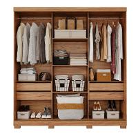 Guarda Roupa Casal com Espelho e Pés 3 Portas de Correr 100 MDF Búzios Panan - 3