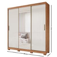 Guarda Roupa Casal com Espelho e Pés 3 Portas de Correr 100 MDF Búzios Panan - 4