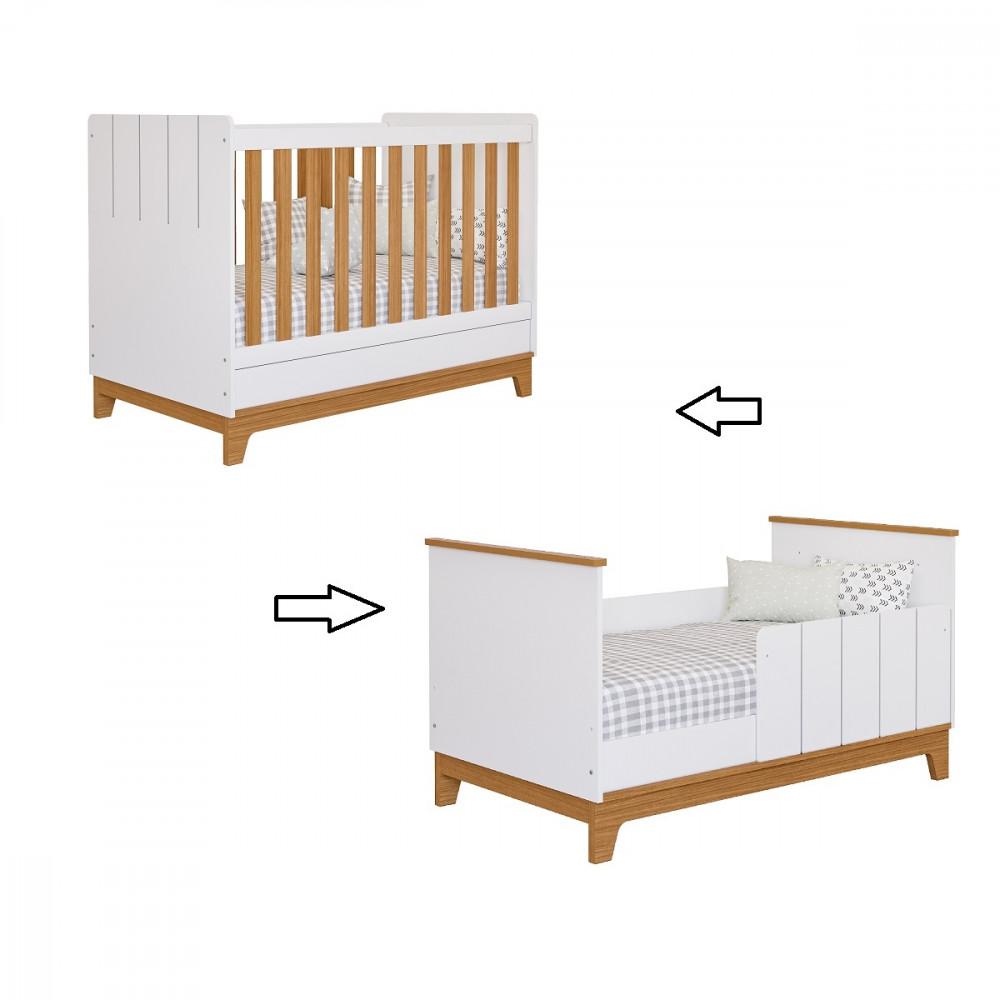 Quarto Bebê Gêmeos com 2 Berços Mini Cama Cômoda e Guarda Roupa Liza e 2 Colchões Gazin Permobili - 5