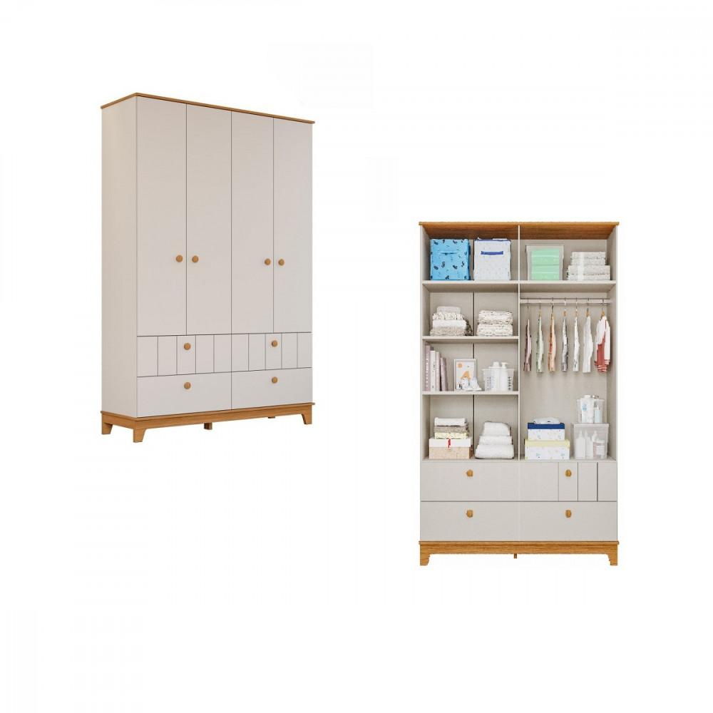 Quarto Bebê Gêmeos com 2 Berços Mini Cama Cômoda e Guarda Roupa Liza e 2 Colchões Gazin Permobili - 5