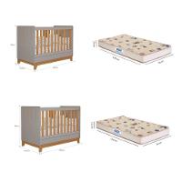 Quarto bebê gêmeos com 2 Berços Mini Cama Liza com 2 Colchões Gazin Permobili - 2