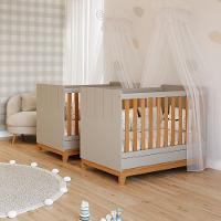 Quarto bebê gêmeos com 2 Berços Mini Cama Liza com 2 Colchões Gazin Permobili - 4