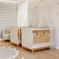 Quarto bebê gêmeos com 2 Berços Mini Cama Liza com 2 Colchões Gazin Permobili - 4